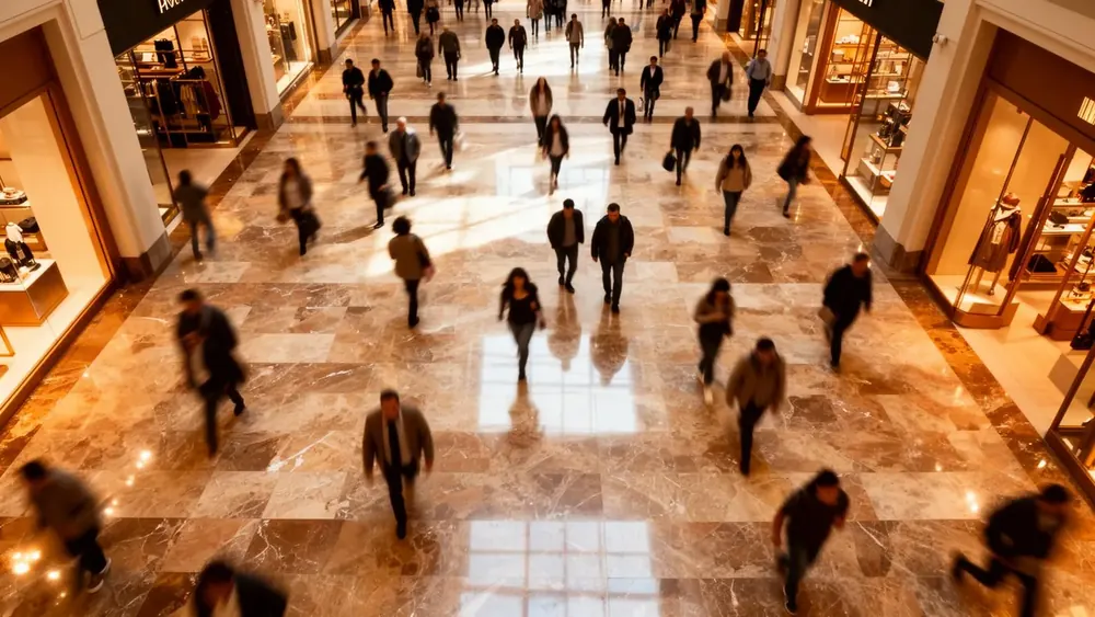 Mall foot traffic flow visualization
